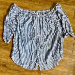 Off-shoulder Striped Top